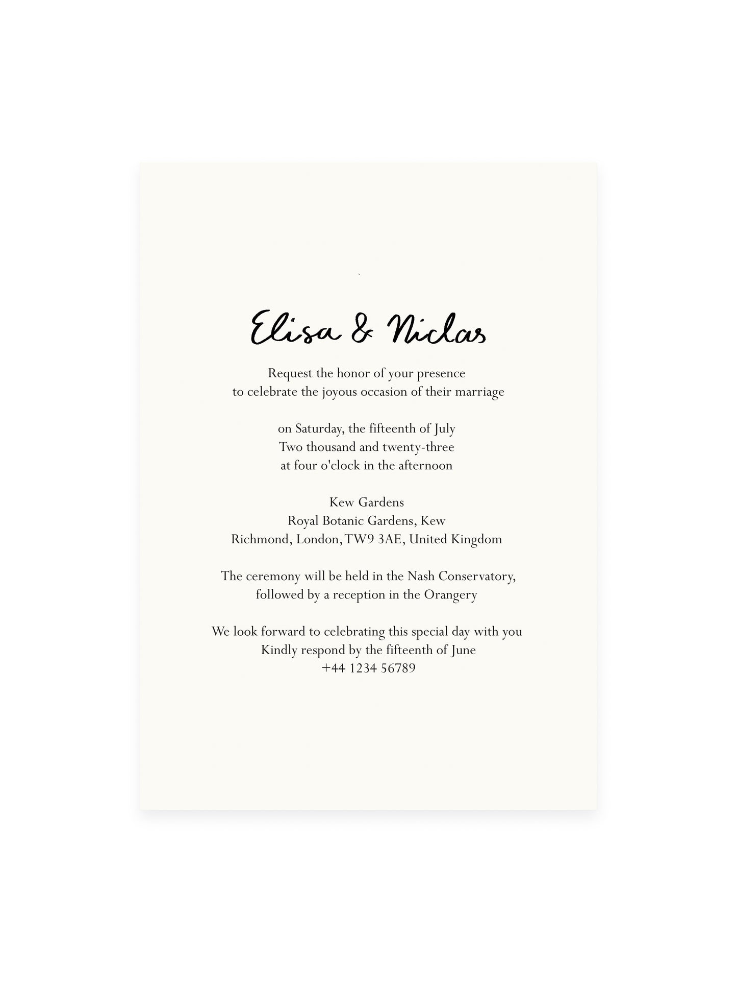 Personalized wedding invitation 'afternoon soirée' (risography)