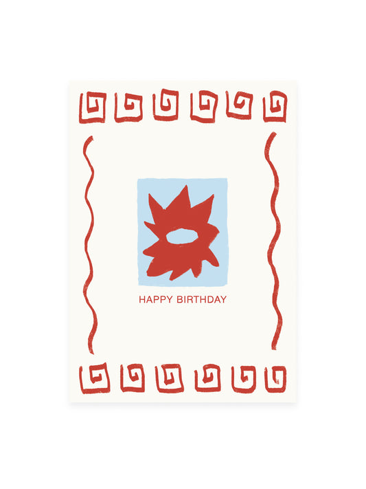 Postcard 'HAPPY BIRTHDAY' red blue (risography)