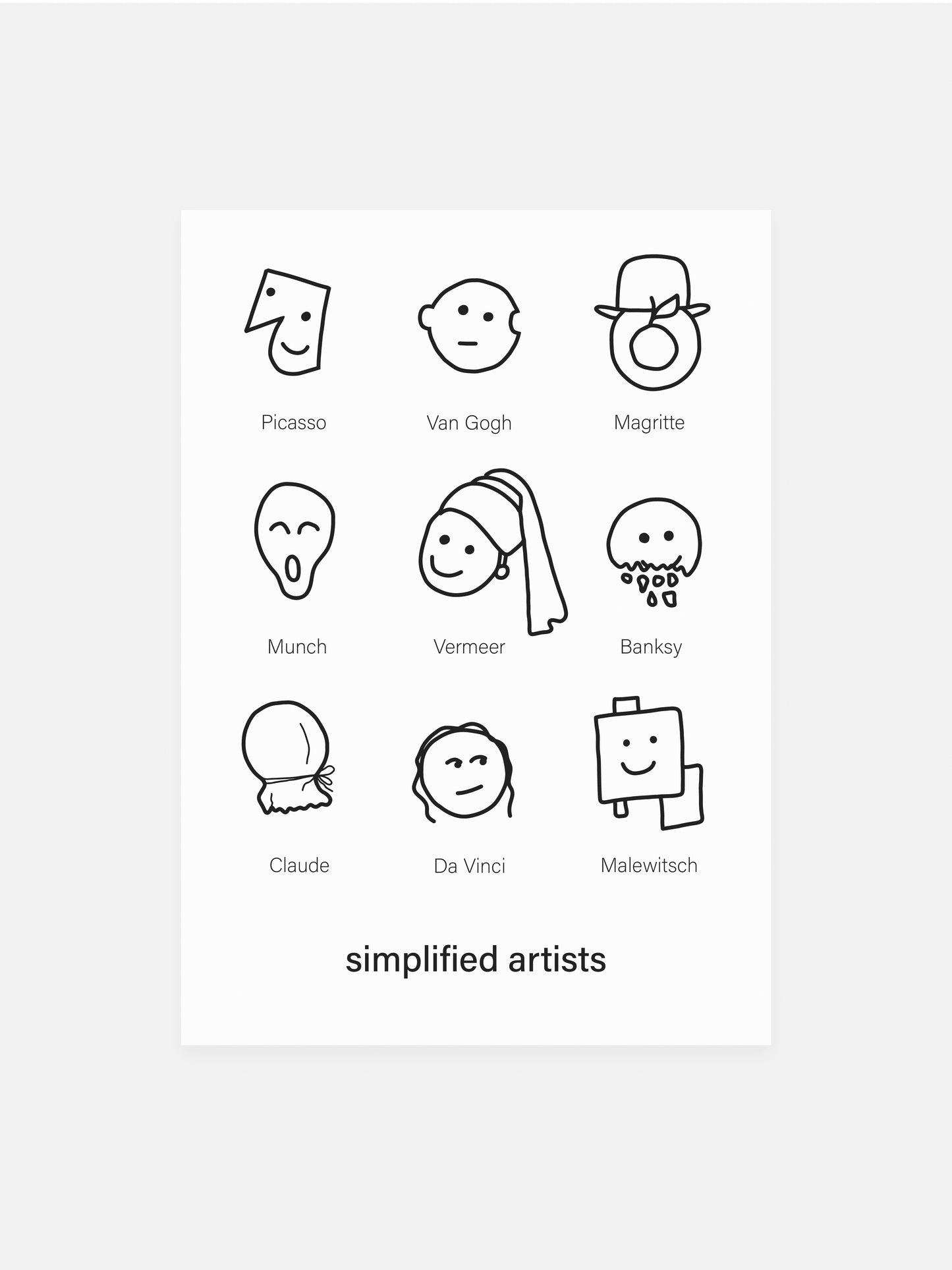 Postcard 'simplified artists'